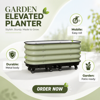 Jardinière sur roulettes auto-arrosante TOPSTAR, grande taille, pour extérieur, en métal galvanisé, bac à jardin surélevé, design classique, pots de fleurs