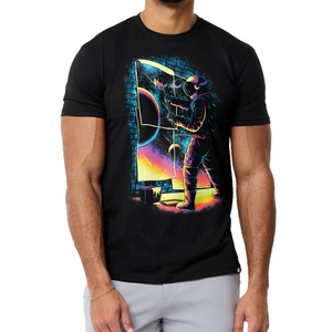 T-shirts tricotés personnalisés à manches courtes pour hommes 100 % coton, imprimé spatial psychédélique vibrant, mode festival d'été, séchage rapide - Product Image 5