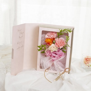 Wholesale Handmade Cardboard Hollow Decorative Book Shaped Gift Box Flower Packaging With Ribbon