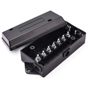 Waterproof <b>Black</b> Plastic+Copper PVC Insulated Electrical Wire Connector 7 Gang <b>Harness</b> Junction Box Model 2GG for - Product Image 1