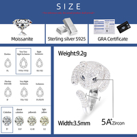Nouveautés Unisexe Couple Bijoux De Mariage Réglable Or Blanc Moissanite Personnalité Exagérée Tête De Léopard Anneau D'animal