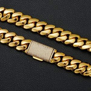 Collana da uomo a catena cubana in oro 14K placcato sottovuoto con taglio sottile modello con copertura ribaltabile a catena alla moda Micro-Set - Product Image 4