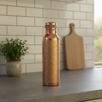 Bouteille d'eau artisanale en cuivre à motif floral, faite à la main, traditionnelle, ayurvédique, détoxifiante, écologique, grande capacité, saine
