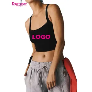 2024 Dear-Lover Women White Athletic Ribbed Cropped Cami Crop Top Mujer