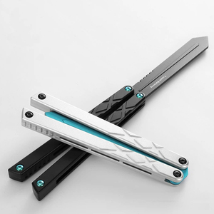 Cuchillo mariposa de práctica, espada de aluminio, cuchillo plegable de aluminio, cuchillo mariposa de entrenamiento sin filo, seguro y decorativo. - Product Image 2