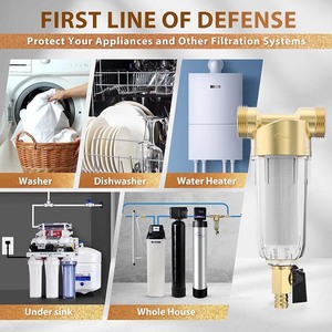 Préfiltre à eau 40 microns à lavage en contre-courant, purificateur d'eau pour toute la maison à haut débit, fonctionnement manuel, coque transparente, vanne en laiton sans plomb - Product Image 5