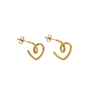 Boucles d'oreilles clous en forme de cœur torsadé, en acier inoxydable 316, plaqué or et argent, design géométrique en spirale - Product Image 5