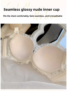 Reggiseno in pizzo all'uncinetto sexy da donna per l'inizio dell'autunno, intimo sottile senza cuciture per donne formose, coppa anti-cedimento per seni grandi, con logo, estivo - Product Image 3