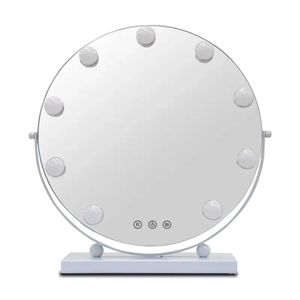Hollywood Glam Round Vanity <b>Mirror</b> With Led Lights Touch Dimmable Charging Tabletop Home Use <b>Plastic</b> Frame - Product Image 5