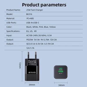 อะแดปเตอร์ชาร์จเร็ว 25W USB Type C สำหรับโทรศัพท์มือถือ/สำหรับ Samsung/Xiaomi พร้อมปลั๊ก EU US UK - Product Image 6