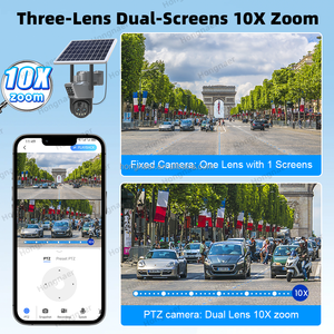 Kamera CCTV IP WiFi Tenaga Surya Hongnaer 9MP V380 Pro 2 Video 3 Lensa 10X Zoom WiFi Kamera Keamanan Luar Ruangan Tenaga Surya - Product Image 2