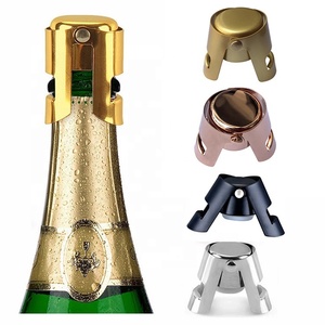 Bouchon de bouteille de vin noir en acier inoxydable personnalisé de luxe, bouchon de champagne doré, scellant de bouteille pour cava, <span class=keywords><strong>prosecco</strong></span>, vin mousseux - Product Image 1