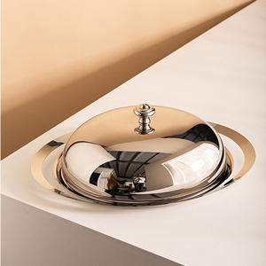 Juego de vajilla de lujo europeo moderno, tapa de plato de lujo ligera de acero inoxidable para servir comida occidental, frutas, mariscos, pasteles para el hogar - Product Image 3