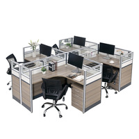 Table de bureau 6 places Bureau de travail du personnel 6 personnes en forme de L Postes de travail modernes