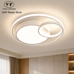 Plafonnier LED rond moderne en acrylique et fer, télécommande, variateur de lumière, trois couleurs, montage en surface, pour salon et chambre à coucher - Product Image 1