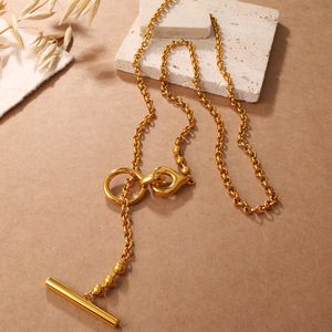 Cadena de suéter dorada con colgante de borla, diseño geométrico, aleación de zinc, collar de varias capas para uso en moda. - Product Image 1