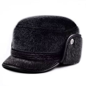 Men's <b>Flat</b> Top <b>Hat</b> Black Winter Warm Ear Protection Cap 56-58CM Breathable Windproof Adult Sports <b>Hat</b> - Product Image 2