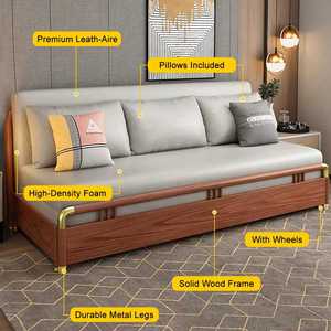 <span class=keywords><strong>Canapé</strong></span>-lit avec rangement en bois et compartiment de rangement caché, <span class=keywords><strong>canapé</strong></span>-lit <span class=keywords><strong>convertible</strong></span> rembourré en tissu pour salon - Product Image 5