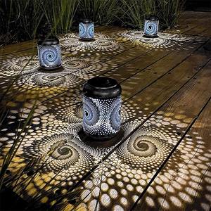 Lámpara Solar LED de Hierro Forjado Hueco, Lámpara Colgante de Proyección, Lámparas de Exterior Impermeables para Jardín, Decoración Artística - Product Image 6