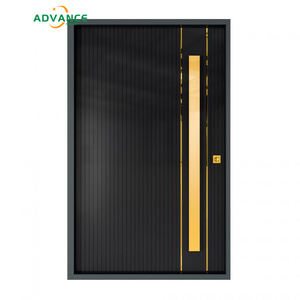 <span class=keywords><strong>Porte</strong></span> d'entrée de luxe en aluminium haut de gamme avec quincaillerie en acier inoxydable sur mesure et bande lumineuse pour maison - Product Image 3