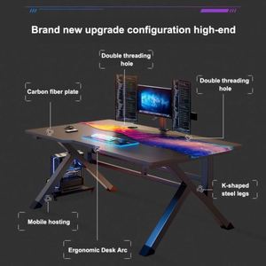 Escritorio en Forma de L para Computadora o Mesa de Juegos con Silla, Mesa de Juegos Negra para Cibercafé, Escritorio para <span class=keywords><strong>PC</strong></span> <span class=keywords><strong>Gamer</strong></span> para Oficina en Casa - Product Image 3