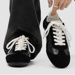 Sneakers Retrò da Uomo, Scarpe da Allenamento Vintage, Bianche in Finta Pelle Scamosciata, Patchwork, Scarpe Casual Basse, Calzature Perforate per Camminata - Product Image 3