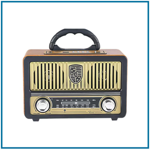 Radio portable rétro en bois OEM d'usine, radio AM FM SW 3 bandes, lecteur MP3 BT, USB TF, haut-parleur intégré, radio vintage rechargeable - Product Image 4