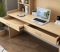 Bureau réglable en bois rose, 1 pièce, Table d'écriture moderne, pour ordinateur de bureau, en bois, avec bibliothèque