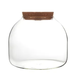 Pot de <span class=keywords><strong>terrarium</strong></span> en verre de forme ronde fait à la main petit pot de réservoir de poissons avec bouchon en liège LED pour la décoration de table de mariage à la maison - Product Image 1