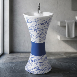 Lavabo Moderno con Pedestal, Sanitario de Cerámica, Lavabo con Pedestal de Mármol - Product Image 3