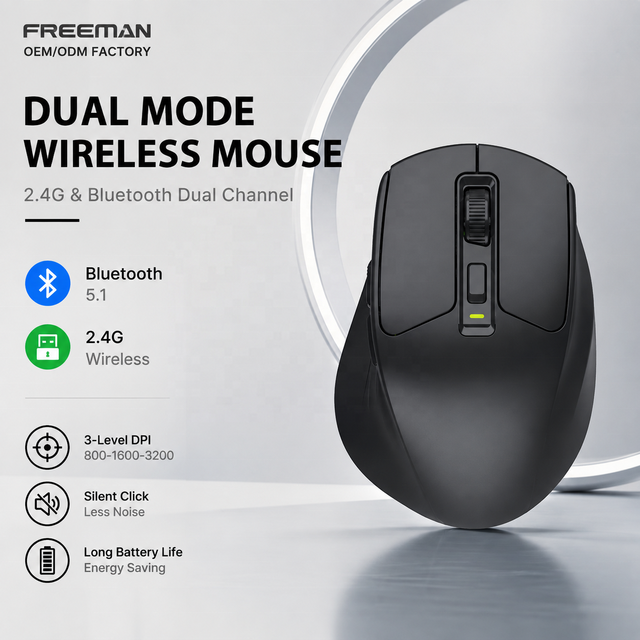 Dual Mode 2.4G BT Wireless Mouse Ergonomic Silent Optical Office Wireless Mouse Stock for Laptop PC Wholesale