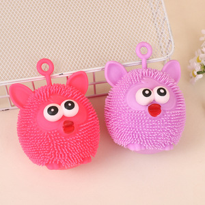 ของเล่นนกฮูกตาโตเรืองแสง TPR ของเล่นคลายเครียด ลูกบอลขนปุย - Product Image 2