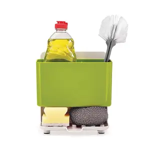 Ds1467 Aanrecht Gootsteen Aftaprek Organizer Dubbellaags Plastic Sponshouder Met Afvoerbak Gootsteen Caddy