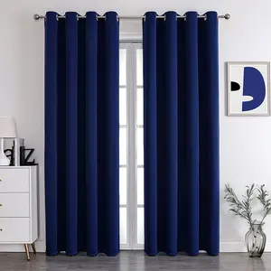 Giá rẻ 52*86 inch rắn Polyester màn rèm Rèm cortinas đen ra cho phòng khách phòng ngủ