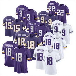 Pantalones Cortos Deportivos para Hombre, Tallas Grandes, con Costuras Reforzadas, de los Minnesota Vikings, con los Números 9 de J.J. McCarthy, 18 de Justin Jefferson, 3 de Addison, 15 de Dallas Turner y 22 de Smith, Venta al Por Mayor - Product Image 2