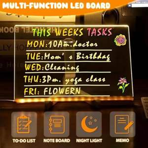 กระดานวาดภาพเรืองแสงแบบใส ลบได้ ตกแต่งด้วยไฟ LED  แบบเสียบปลั๊ก  ของขวัญแปลกใหม่ วาดด้วยมือ  ปรับแต่งได้ - Product Image 5
