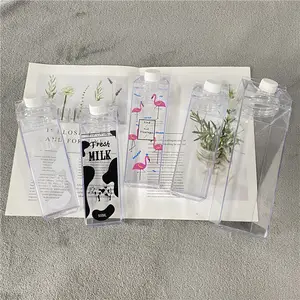 BPA free reusable Portable Drinkware Transparent Square Leakproof Milk Carton Shaped 17oz 500ml 34oz 1000ml Water Bottle