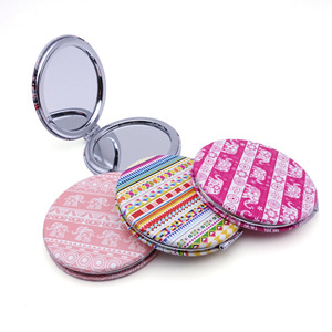 Round Customized Personalized Square PU Leather Pocket Mirror Compact Mirrors