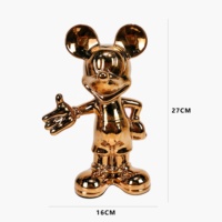 Vente en gros de décoration d'intérieur de salon de luxe léger Décoration de grand sol Sculpture Mickey Décoration en céramique