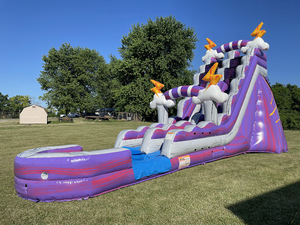 Tobogán de agua inflable gigante duradero comercial con piscina Precio de fábrica Tobogán de agua de patio trasero de palmera para adultos grandes