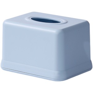 Caja de pañuelos cuadrada y redonda de plástico para sala de estar y baño, con pañuelos extraíbles en colores azul, rosa y blanco. - Product Image 5