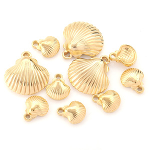 Pendentif coquillage 3D en acier inoxydable, formes variées pour la fabrication de bracelets, apprêts de bijoux plaqués or H1375 - Product Image 1