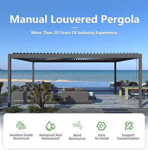 Pergola en aluminium pour usage côtier avec structure résistante aux projections de sel, accessoire de <span class=keywords><strong>pied</strong></span> anti-rouille pour villas de plage, gazebo à lames orientables en aluminium - Product Image 6