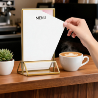 Exhibidores de Números de Mesa Triangulares Verticales de Acrílico A4 A5, Modernos y Profesionales, Porta Menús para Navidad, Marca HQ
