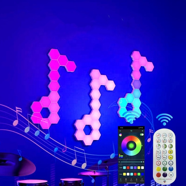 Smart RGB Quantum Light LED Hexagonal Lamps DIY Creative Decoration Wall Lamp LED Night Light