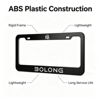 BOLONG Produit phare Cadre de plaque d'immatriculation en plastique ABS standard américain Support de plaque extérieure automobile avec logo personnalisé OEM Longue durée de vie
