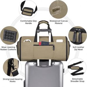 Bolsa de Viaje para Ropa con Muestra Gratis, Bolsa de Lona para Ropa con Correa para el Hombro y Compartimento para Zapatos - Product Image 6