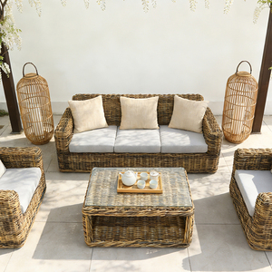 Ensemble <span class=keywords><strong>de</strong></span> canapés <span class=keywords><strong>de</strong></span> jardin en rotin d'extérieur moderne en osier PE, mobilier <span class=keywords><strong>de</strong></span> patio pour hôtel, résistant à l'eau, durable, vente chaude - Product Image 4