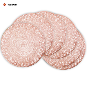 Wholesale Placemat <b>Insulation</b> Mat Party Desktop Decoration Luxury Pink PVC Injection Molded Placemat for Wedding - Product Image 1
