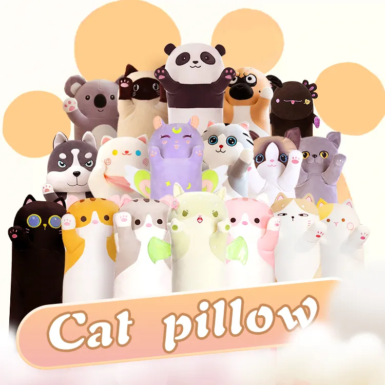 customized soft long body lifelike cat plush pillow custom cute soft stuffed long cat plush pillow dolls 130 toys wholesalers